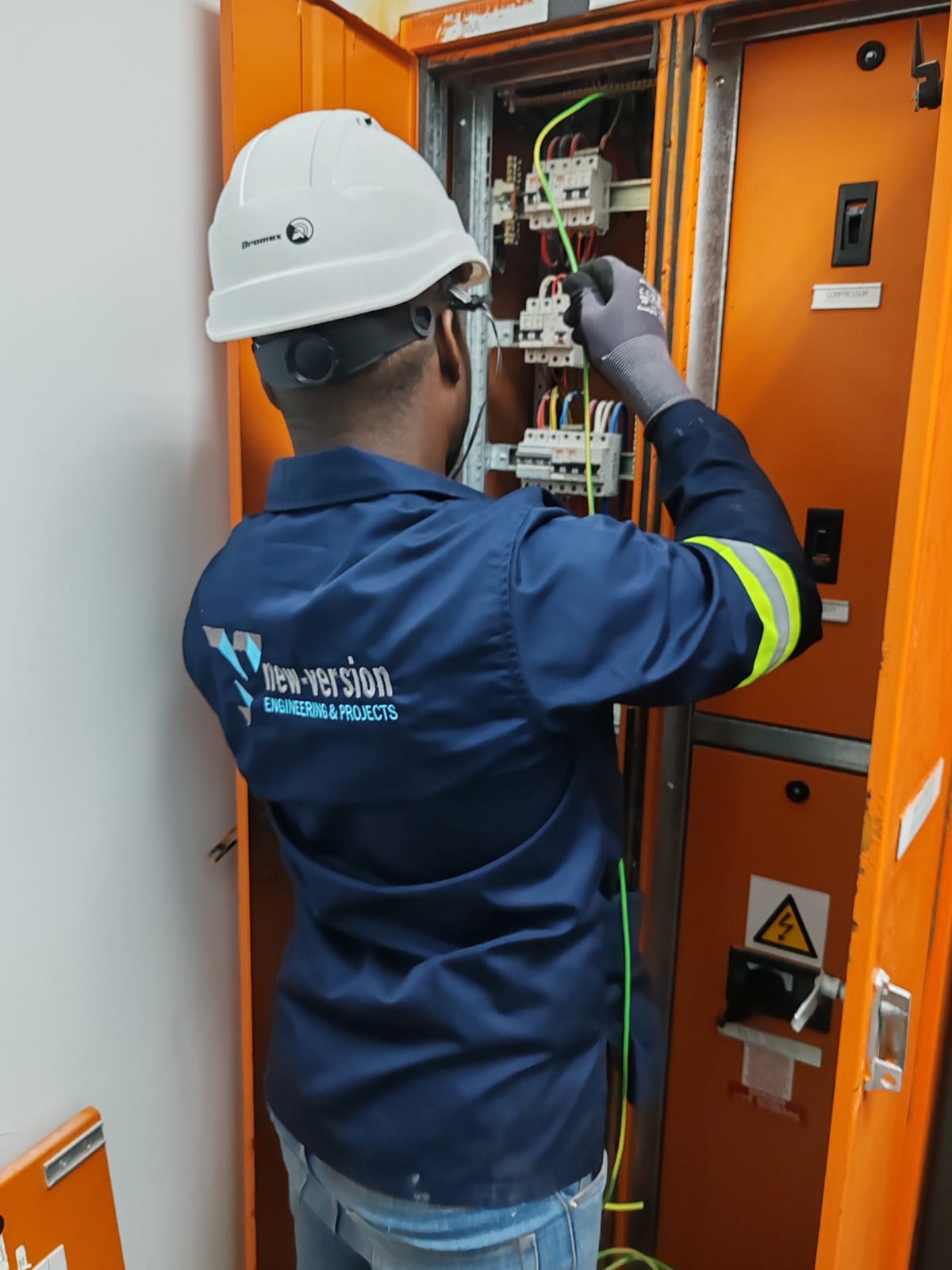 New-Version Engineering electrician at work